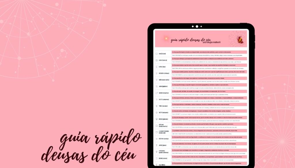guia rápido deusas do céu